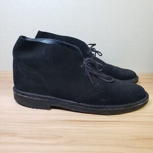Clarks Original Desert Boots Men's Size 12 Black Faux Suede Chukka Comfort Shoes